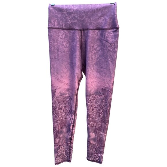 Evolution And Creation Elephant Mandala Floral Whimsical Purple Leggings Size M - Picture 7 of 10